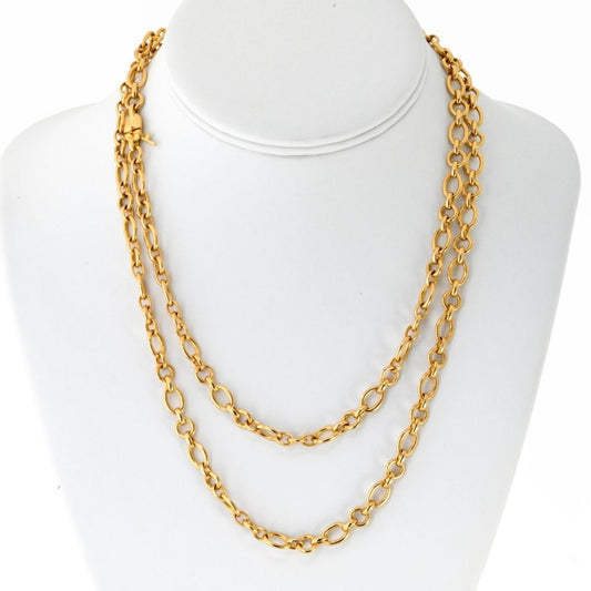 Cartier 18K Yellow Gold Oval and Round Link Chain Necklace, 36 Inches