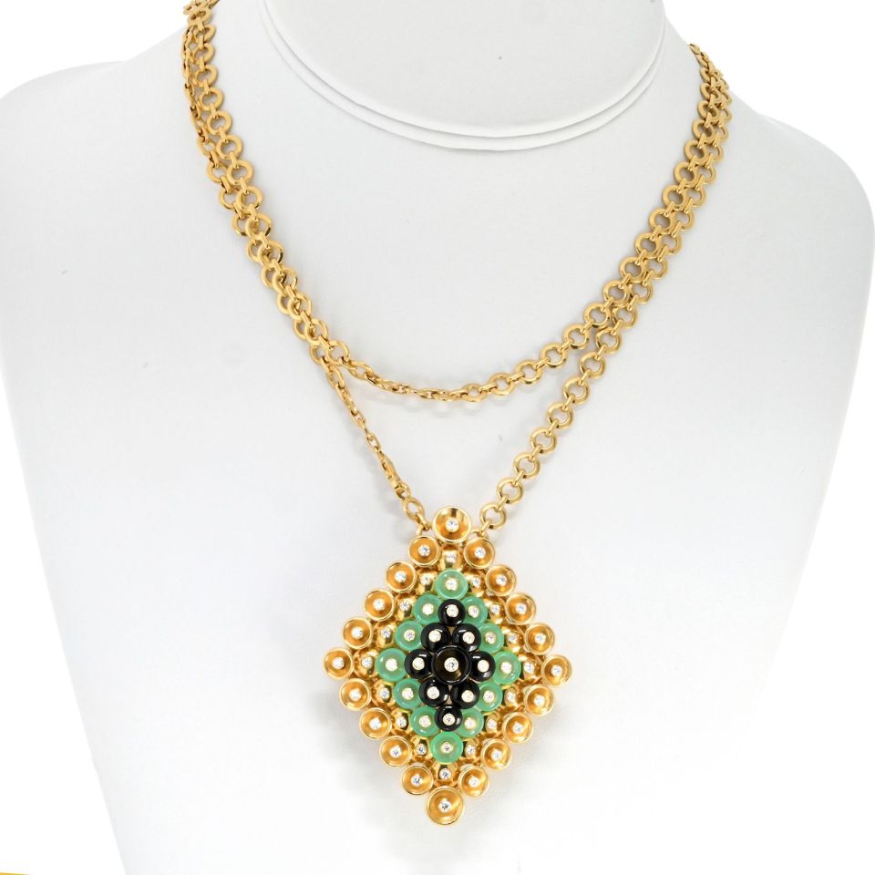 Van Cleef & Arpels 18K Yellow Gold Bouton D'or Pendant Detachable Brooch Clip Necklace — Laura Milman New York