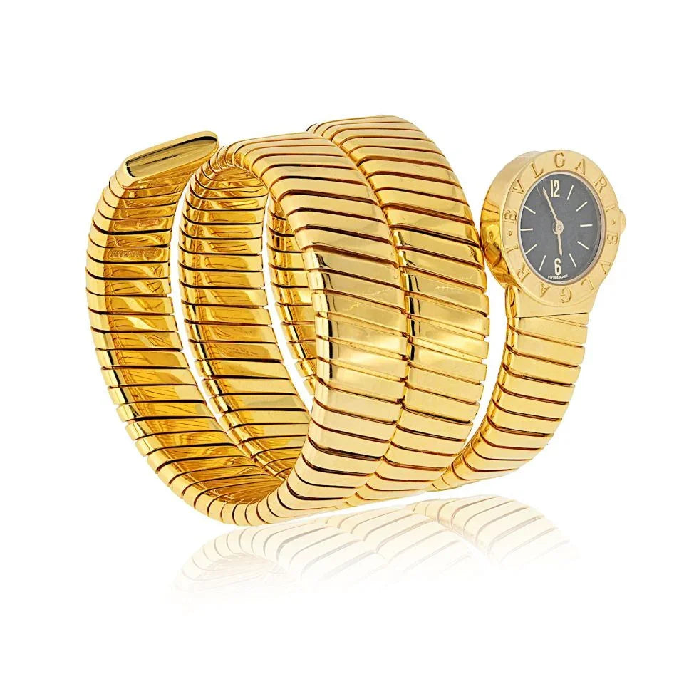 Pre-Owned Bvlgari 18K Yellow Gold BB 19 1T Vintage Serpenti Black Dial Watch view 2 - Bvlgari — Laura Milman New York