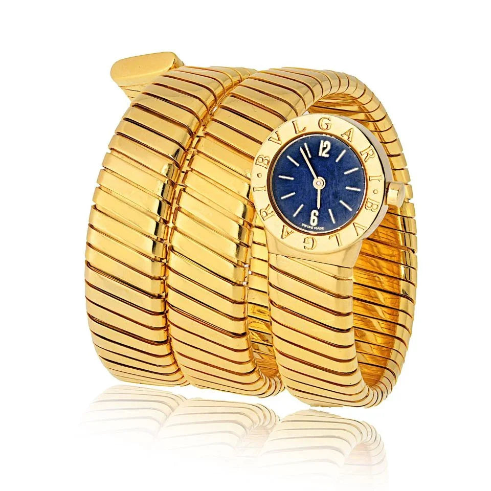 Pre-Owned Bvlgari 18K Yellow Gold BB 19 1T Vintage Serpenti Black Dial Watch - Bvlgari Watch — Laura Milman New York