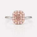 Fancy Brownish Pink Radiant Diamond Ring in 14K Rose Gold view 1