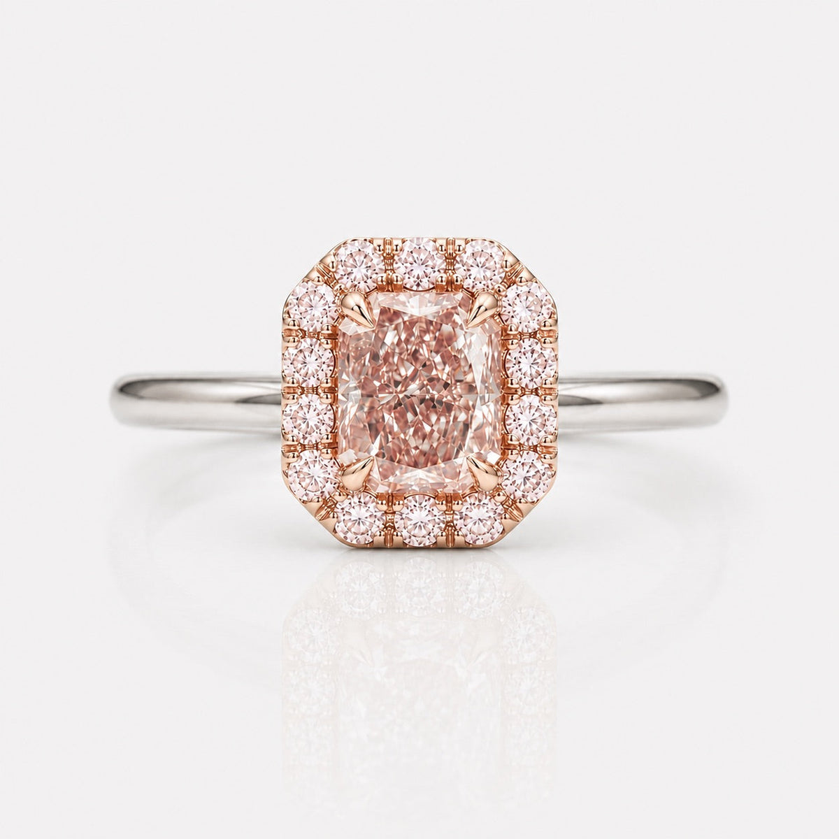 1.07ct Fancy Brownish Pink Radiant Diamond Ring FL GIA — Laura Milman New York