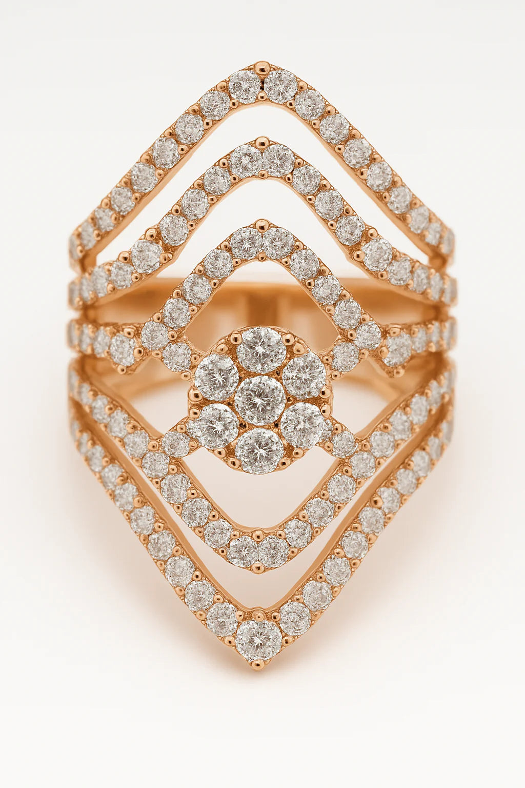Diamond Cluster Statement Ring in Rose Gold