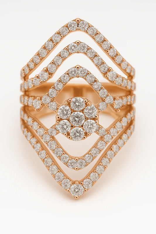 Diamond Cluster Statement Ring in Rose Gold