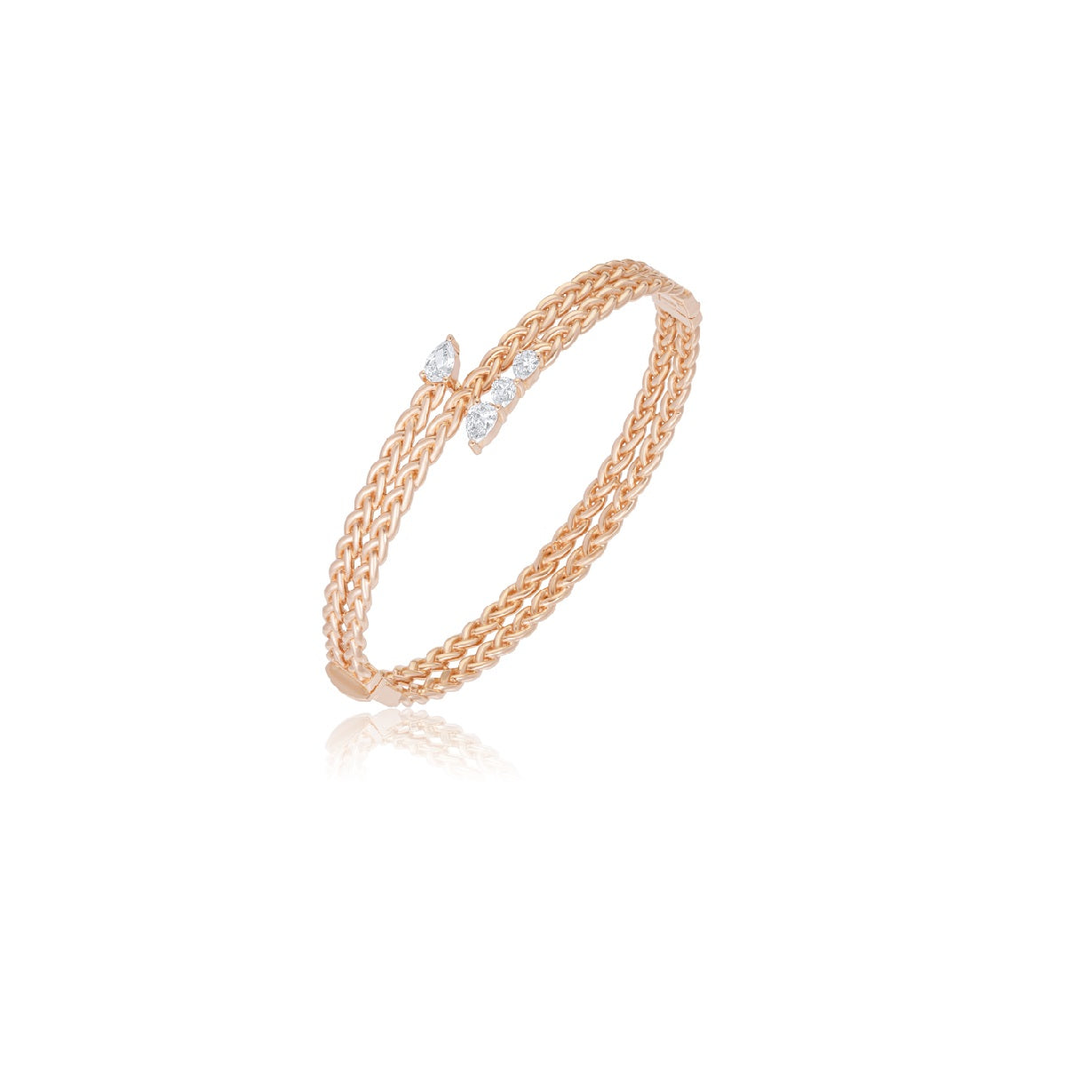 Pear Shaped Diamond Bangle In 18k Rose Gold