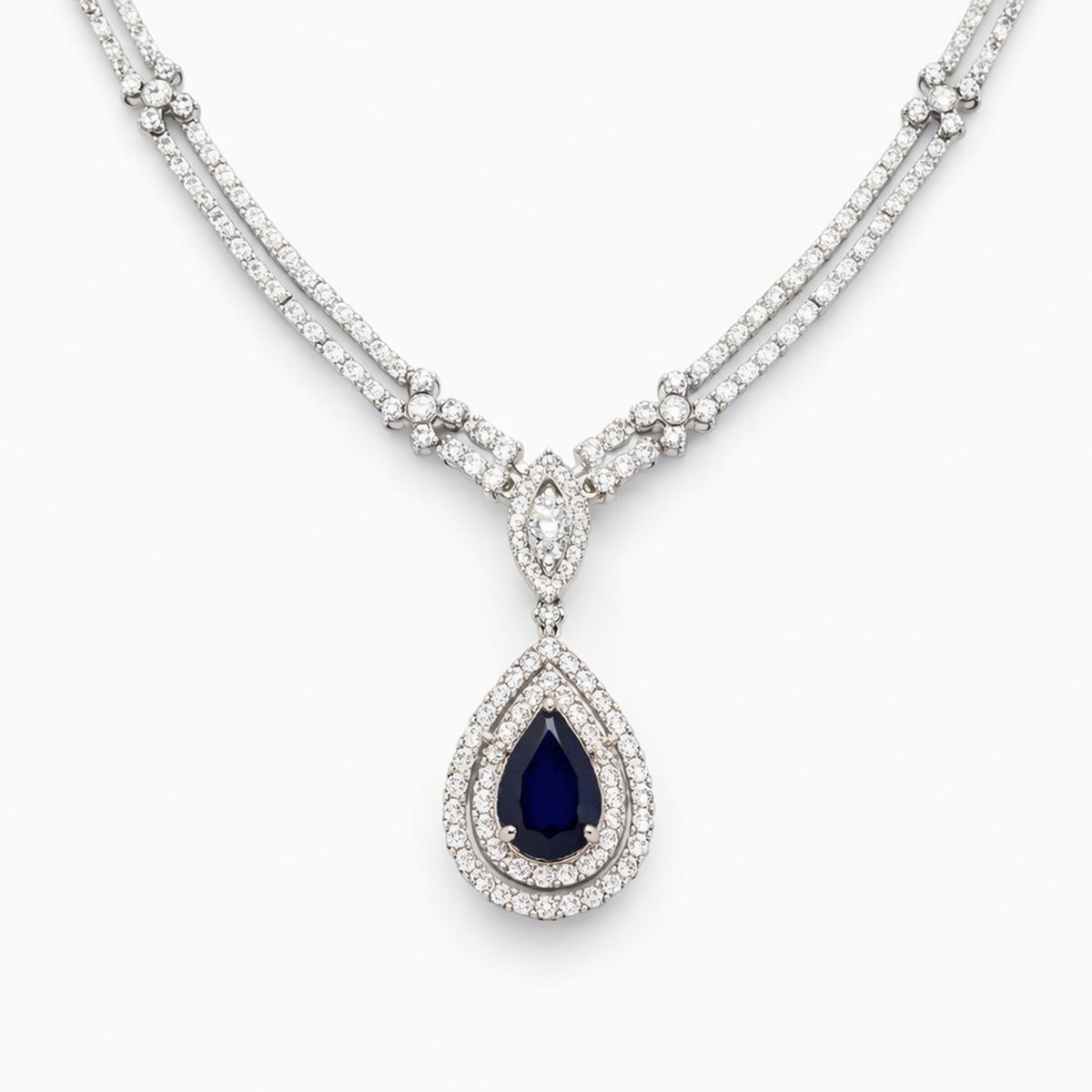 Tear Drop Sapphire and Diamond Necklace - Laura Milman New York