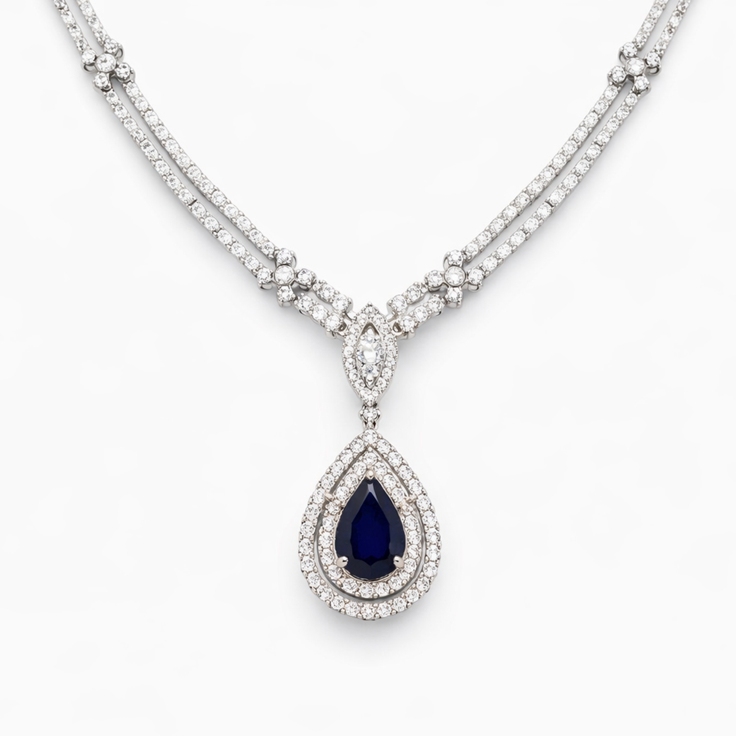 Tear Drop Sapphire and Diamond Necklace - Laura Milman New York