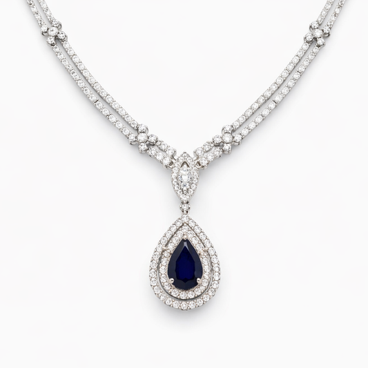 Tear Drop Sapphire and Diamond Necklace - Laura Milman New York