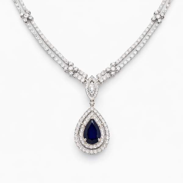 Tear Drop Sapphire and Diamond Necklace - Laura Milman New York