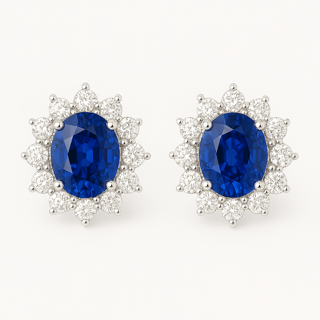 Sapphire with Diamond Stud Earrings — Laura Milman New York