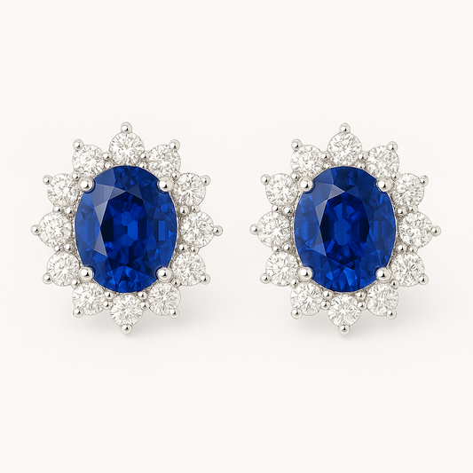Sapphire with Diamond Stud Earrings