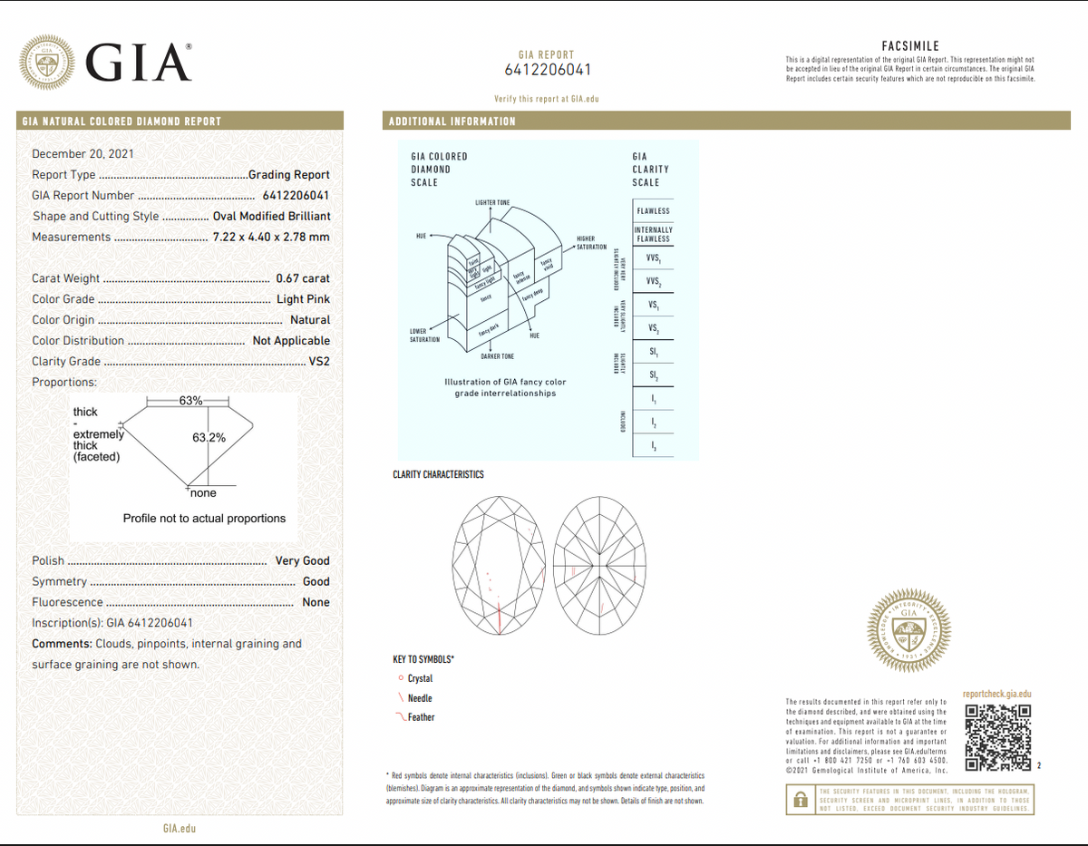 0.67ct Pink Oval Diamond VS2 Charm GIA — view 6 — Laura Milman New York