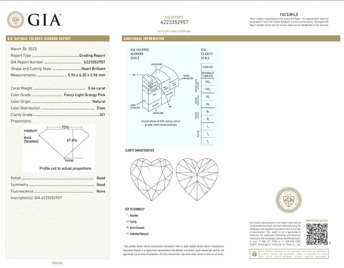 0.66ct. Pink Heart Diamond SI1 Charm GIA — view 6 — Laura Milman New York