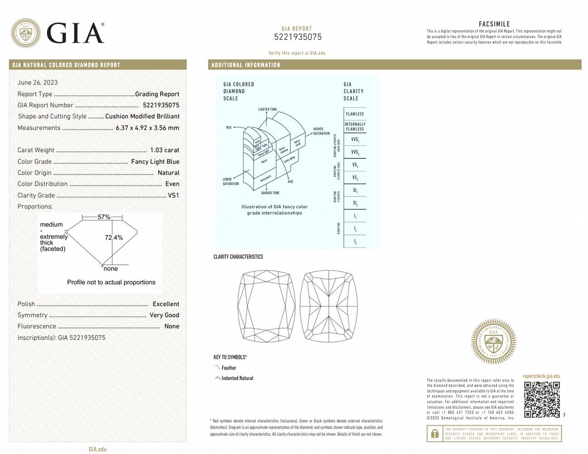 1.03ct Fancy Light Blue Cushion Diamond Signet Ring VS1 GIA — view 4 — Laura Milman New York