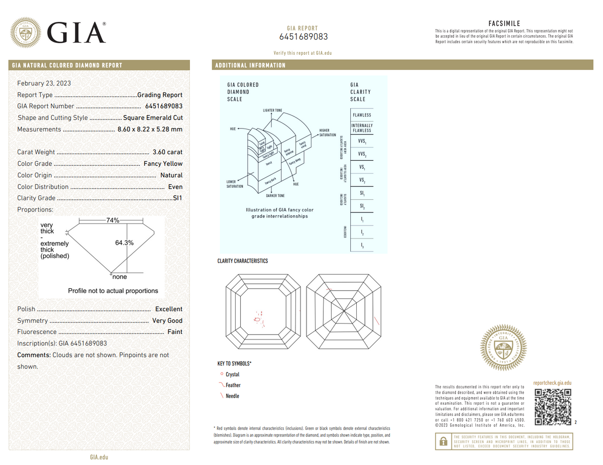 3.60ct Fancy Yellow Asscher Diamond Ring SI1 GIA — view 5 — Laura Milman New York
