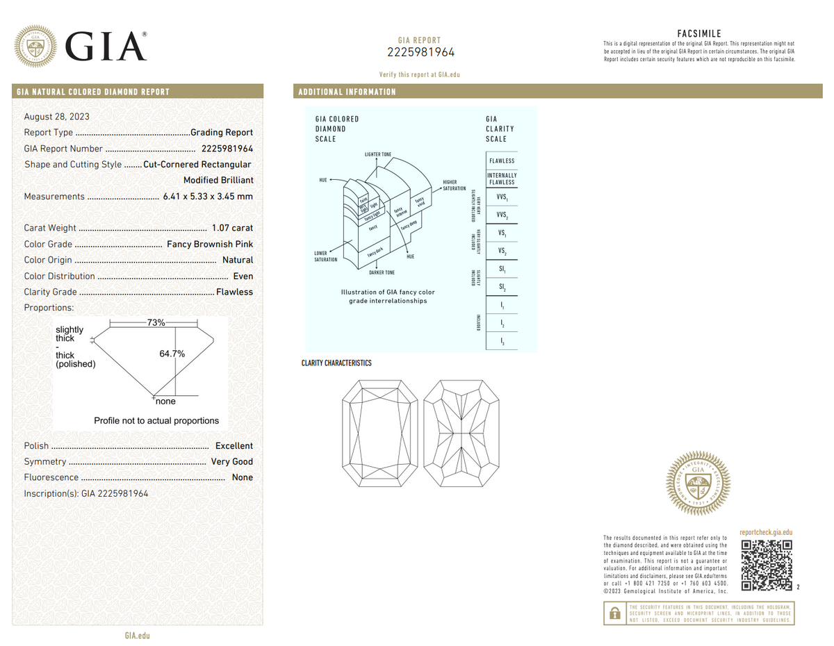 1.07ct Fancy Brownish Pink Radiant Diamond Ring FL GIA — view 3 — Laura Milman New York