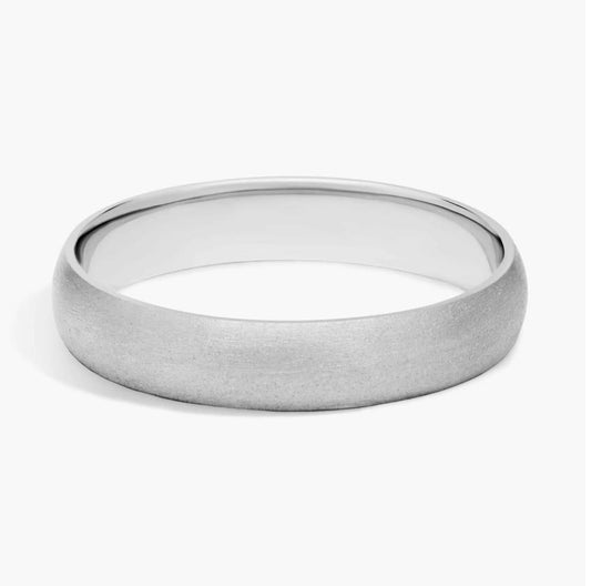 Matte Classic Brushed Wedding Ring in 14k White Gold (4mm) Sizable