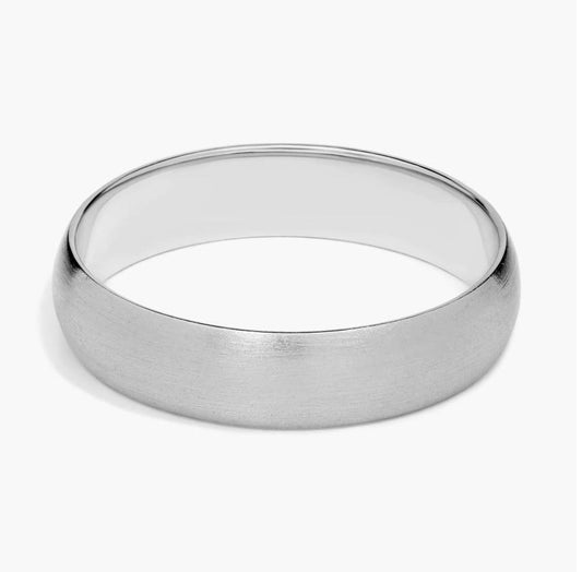 Matte Classic Brushed Wedding Ring in 14k White Gold (5mm) Sizable