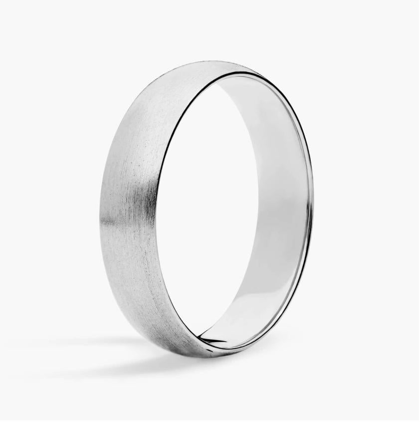 Matte Classic Brushed Wedding Ring in 14k White Gold (5mm) Sizable — Laura Milman New York