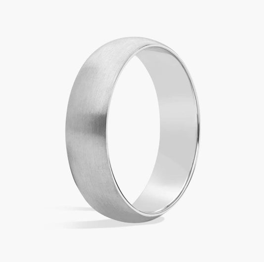 Matte Classic Brushed Wedding Ring in Platinum (6mm) Sizable