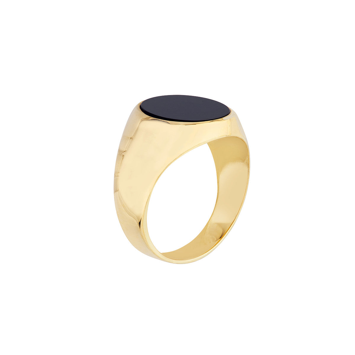 14K Gold Oval Oval Onyx Signet Ring