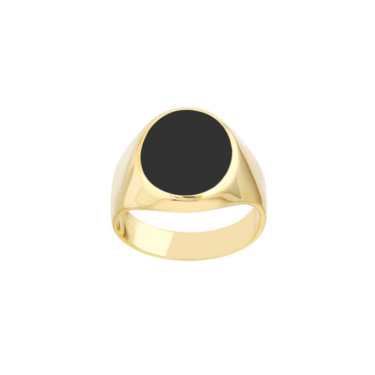 14K Gold Oval Oval Onyx Signet Ring