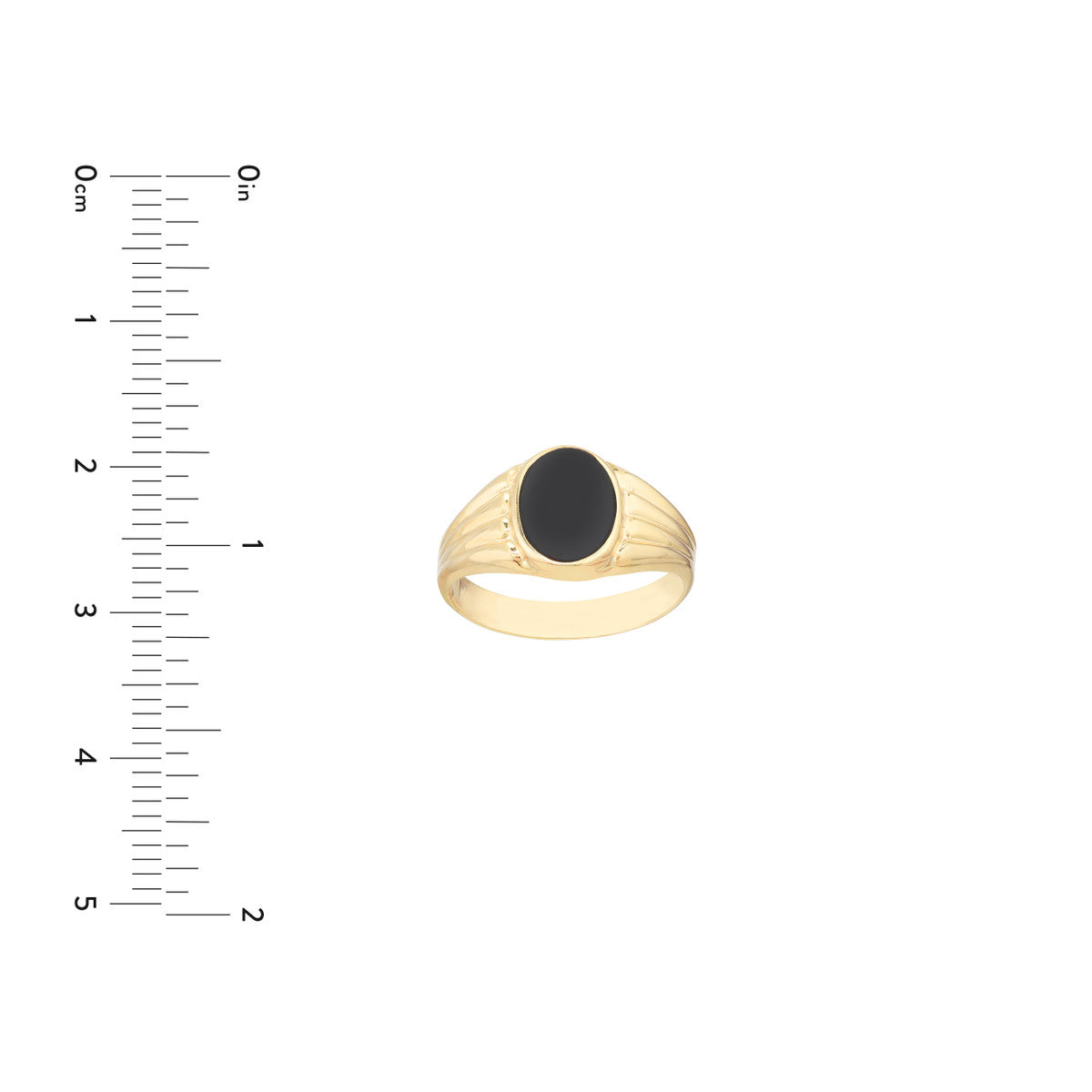 14K Gold Oval Oval Onyx Signet Ring with Textured Sides