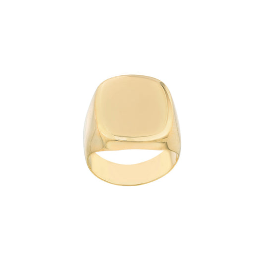 14K Gold Engravable Soft Rectangle Signet Ring