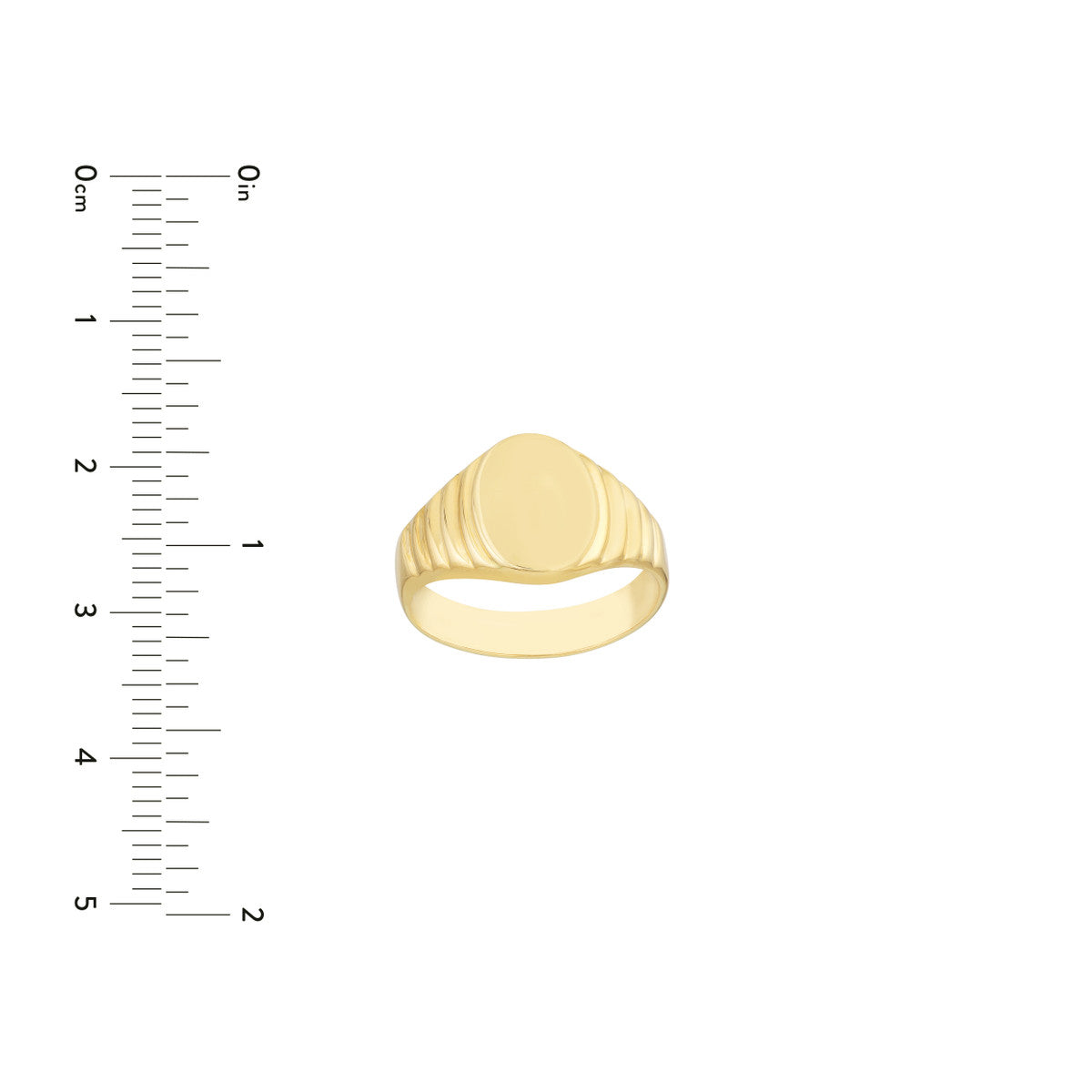 14K Gold Oval Engravable Oval Textured Signet Ring