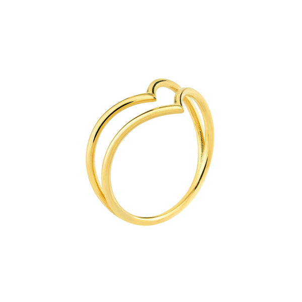 Double chevron wire ring in 14K yellow gold — additional product view 1