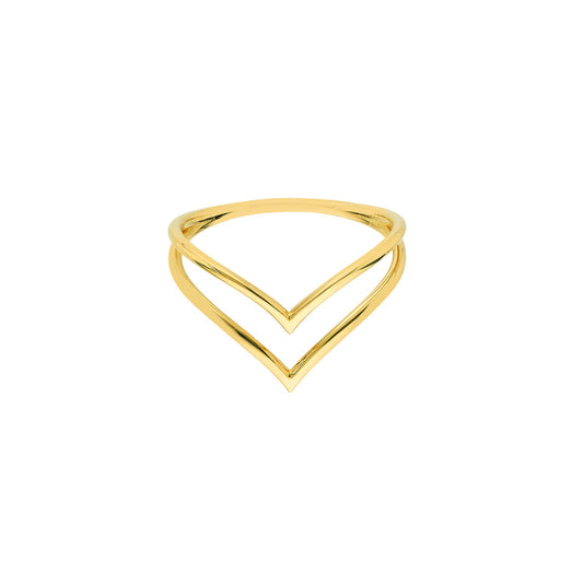 14K Gold Double Chevron Wire Ring