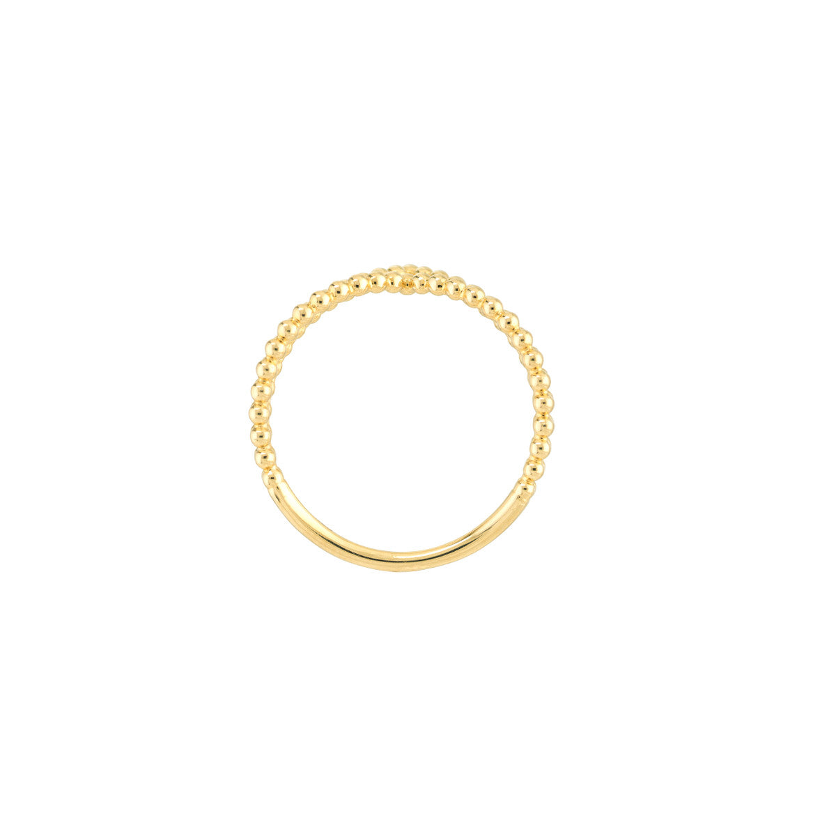 14K Gold Double Beaded Chevron Design Ring