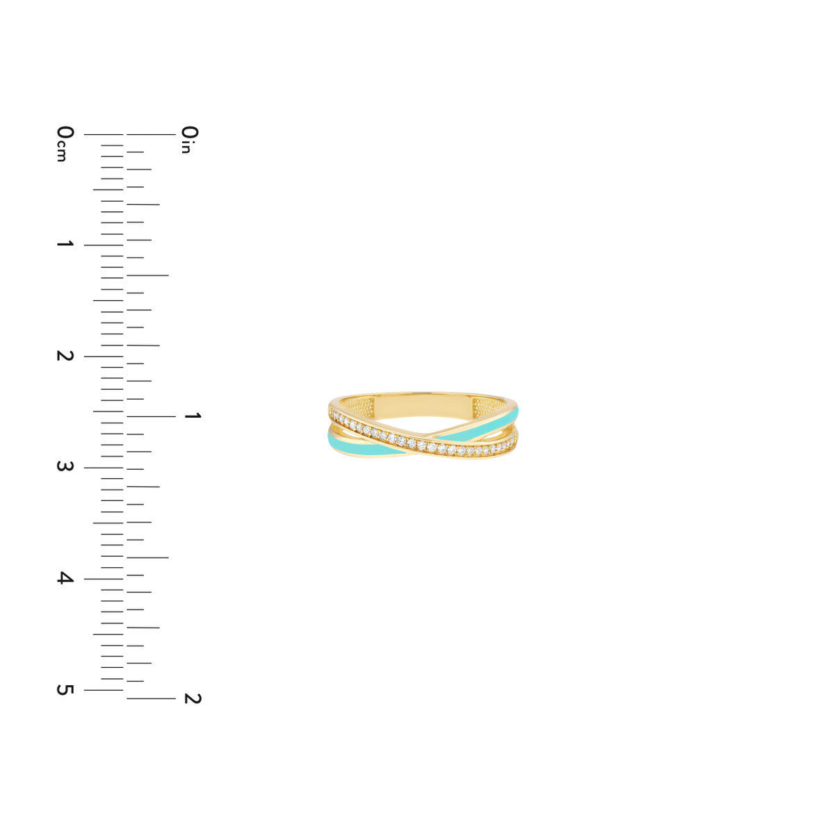 14K Gold Diamond Diamond Turquoise X Ring