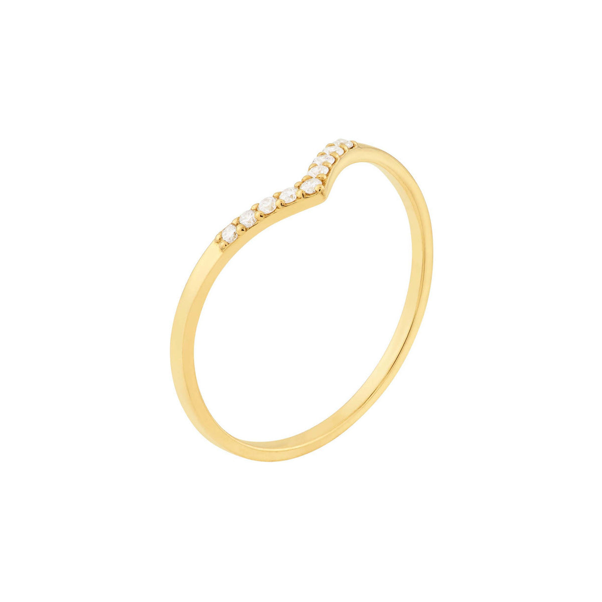 Diamond chevron ring in 14K yellow gold — additional product view 2 — Laura Milman New York