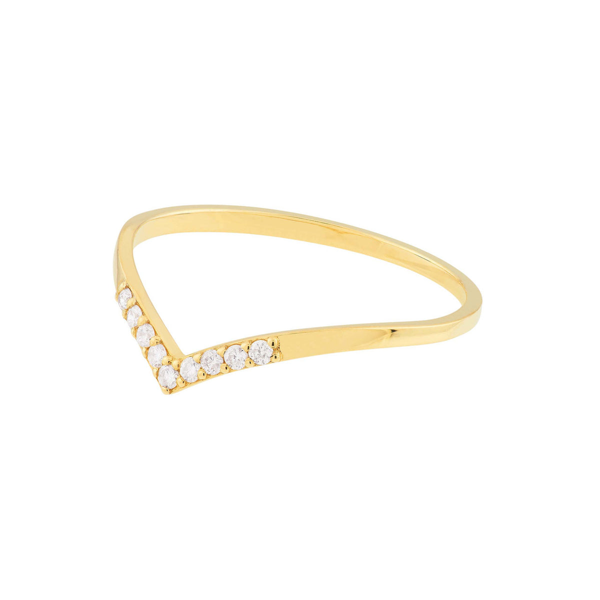 Diamond chevron ring in 14K yellow gold — additional product view 3 — Laura Milman New York