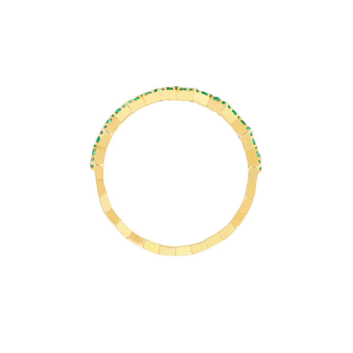 14K Gold Emerald Stones Zig Zag Ring
