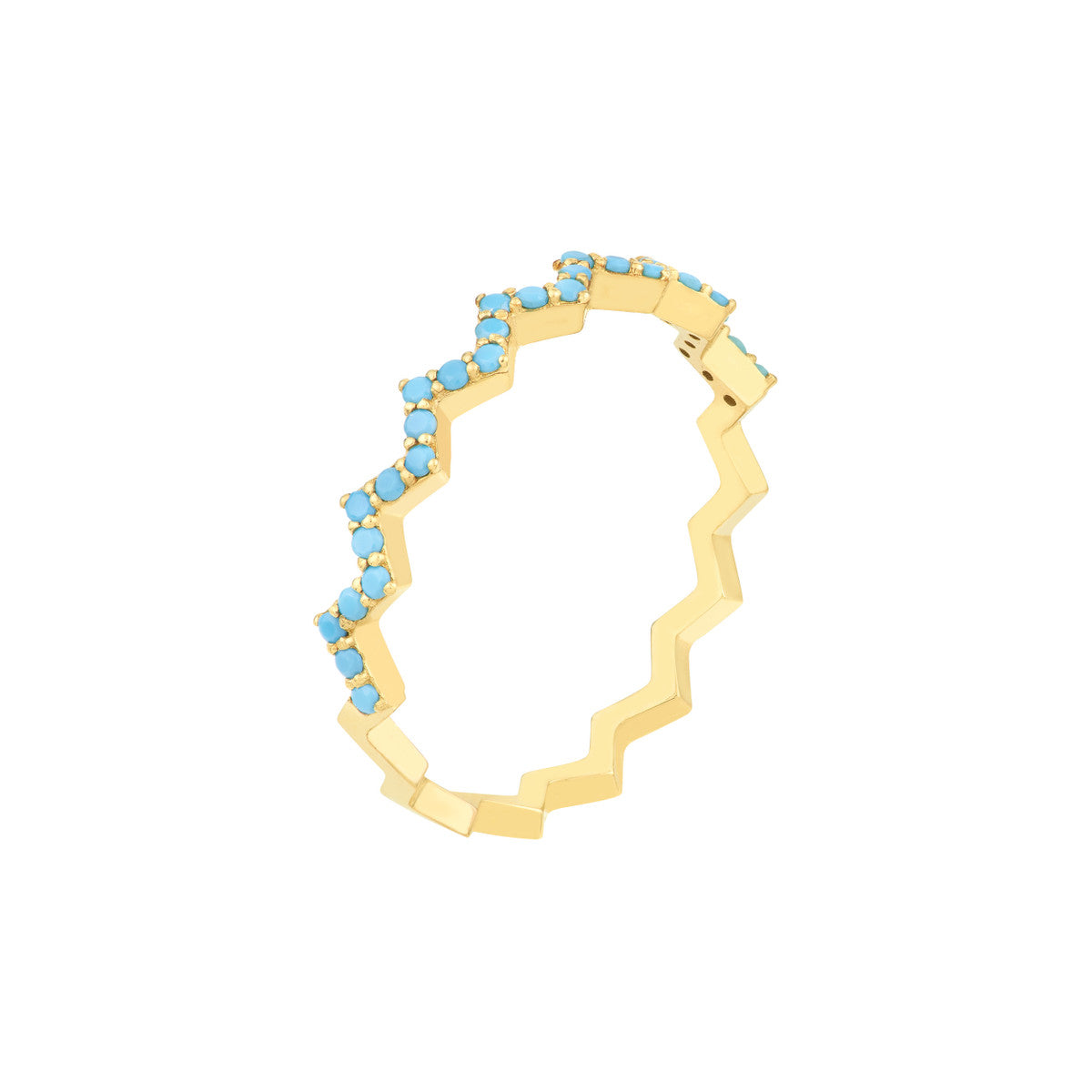 14K Gold Lt.Turquoise Stone Zig Zag Ring