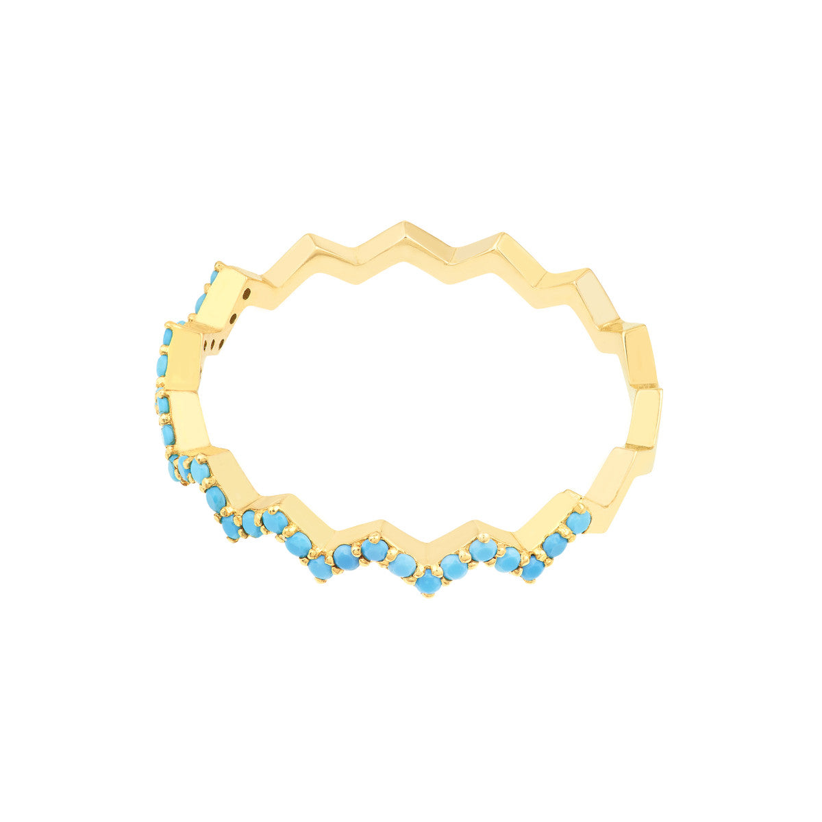 14K Gold Lt.Turquoise Stone Zig Zag Ring