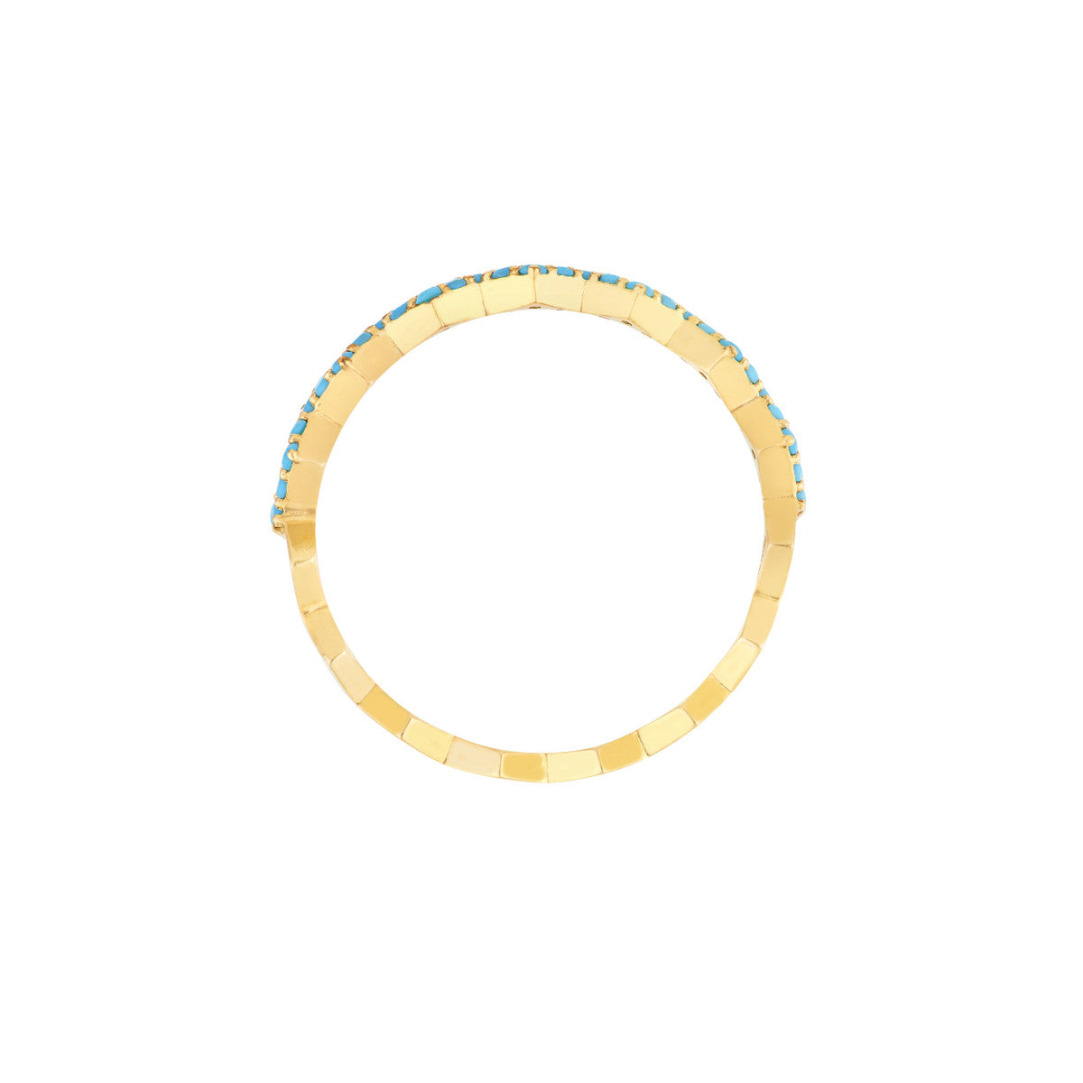 14K Gold Lt.Turquoise Stone Zig Zag Ring