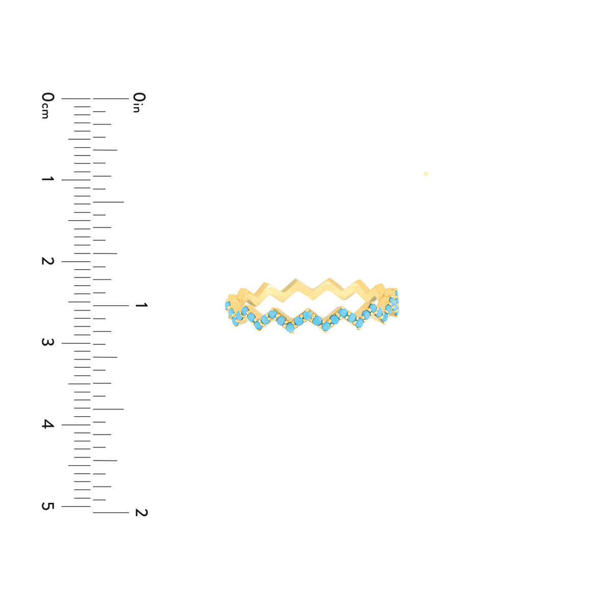 14K Gold Lt.Turquoise Stone Zig Zag Ring