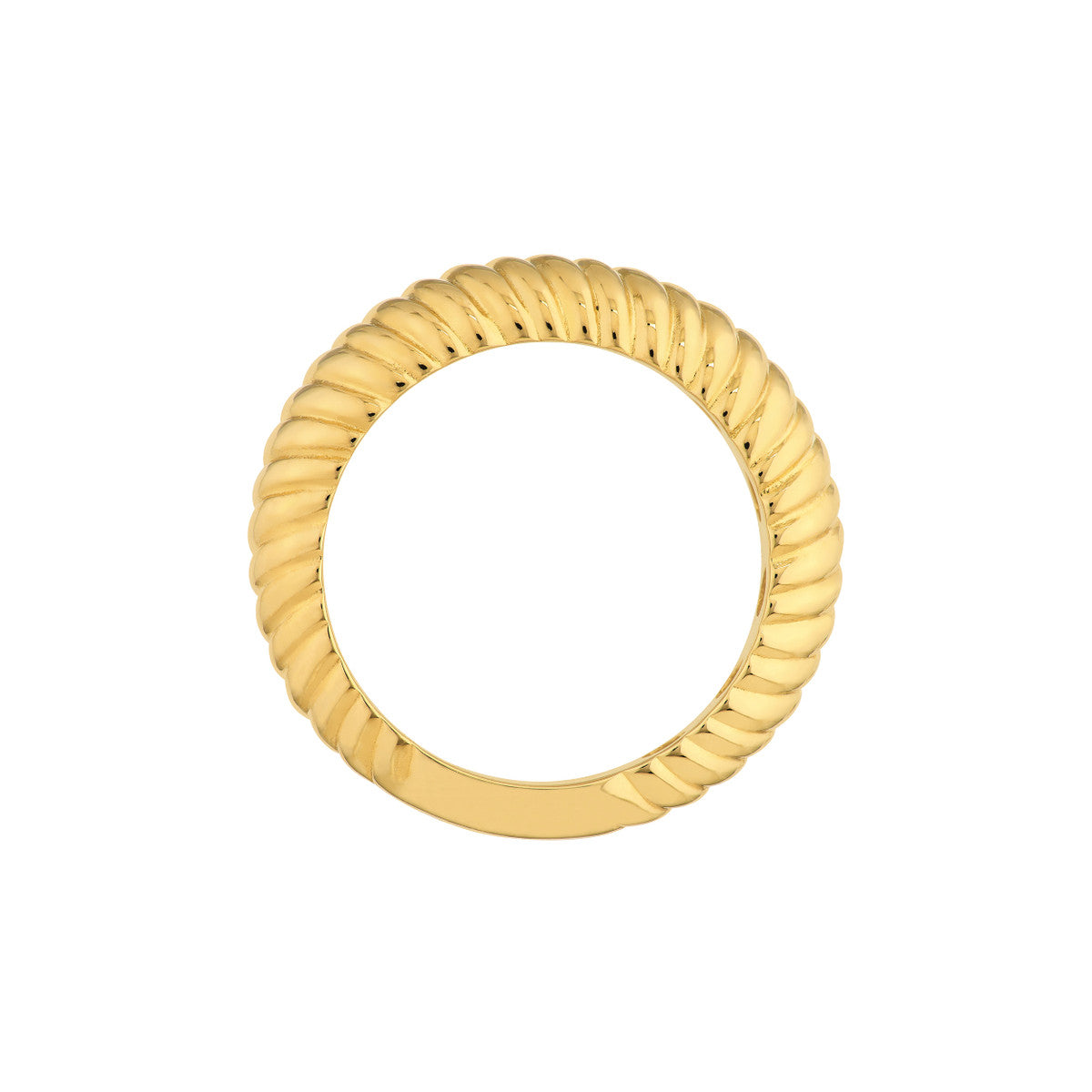 14K Gold Graduated Ribbed Polished Ring