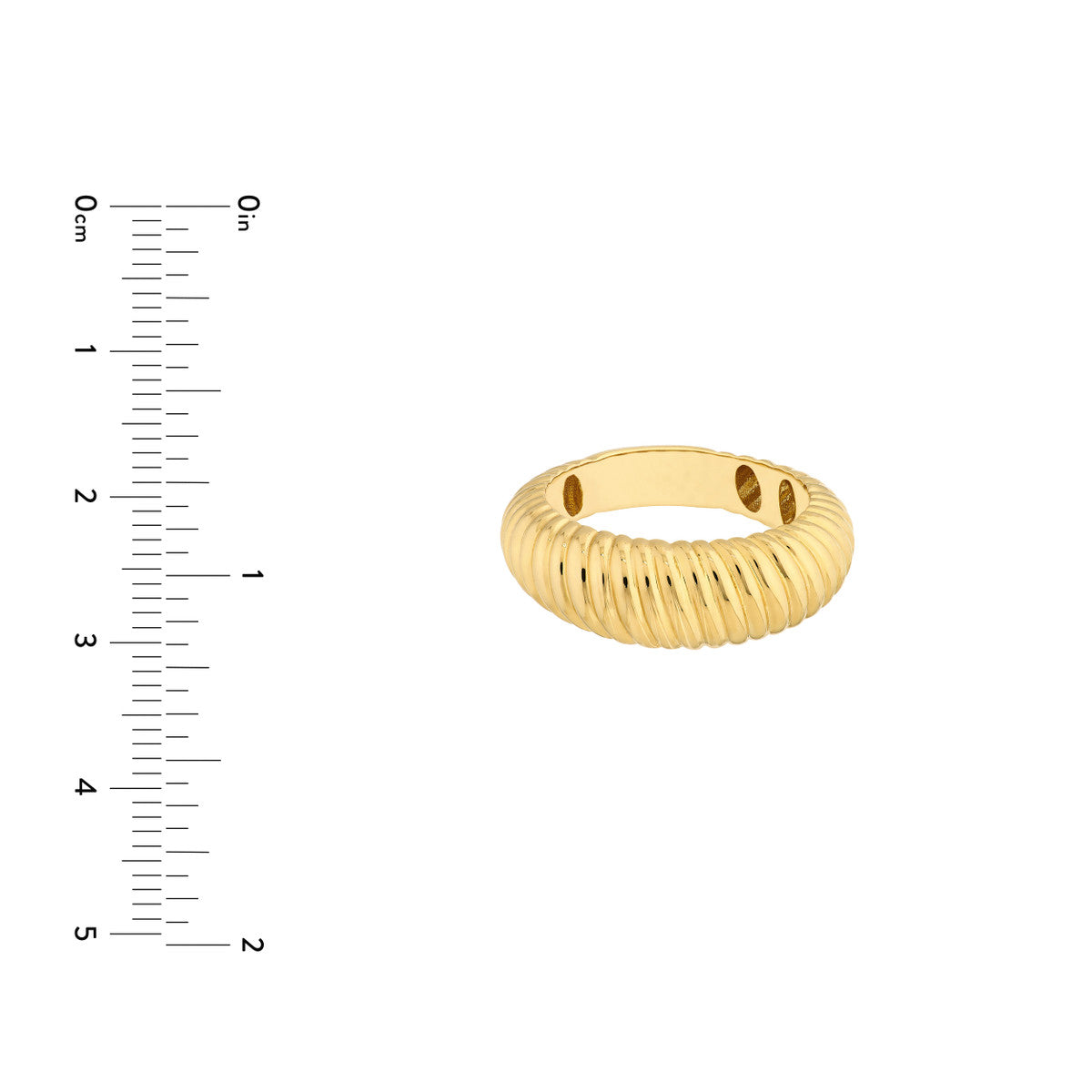 14K Gold Graduated Ribbed Polished Ring