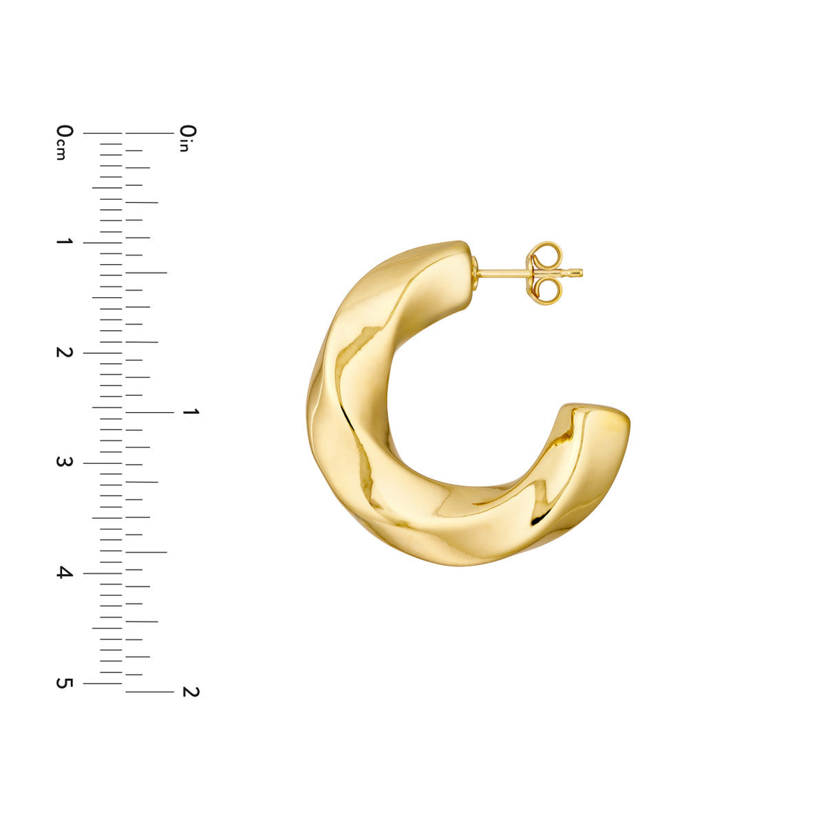 14K Gold Puff Geometric Dome Open Hoop Earrings