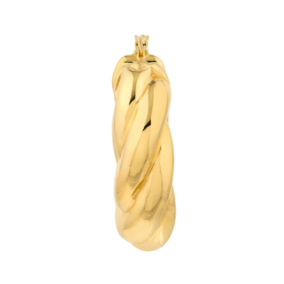 14K Gold Wide Twisted Puff Hoop Earrings