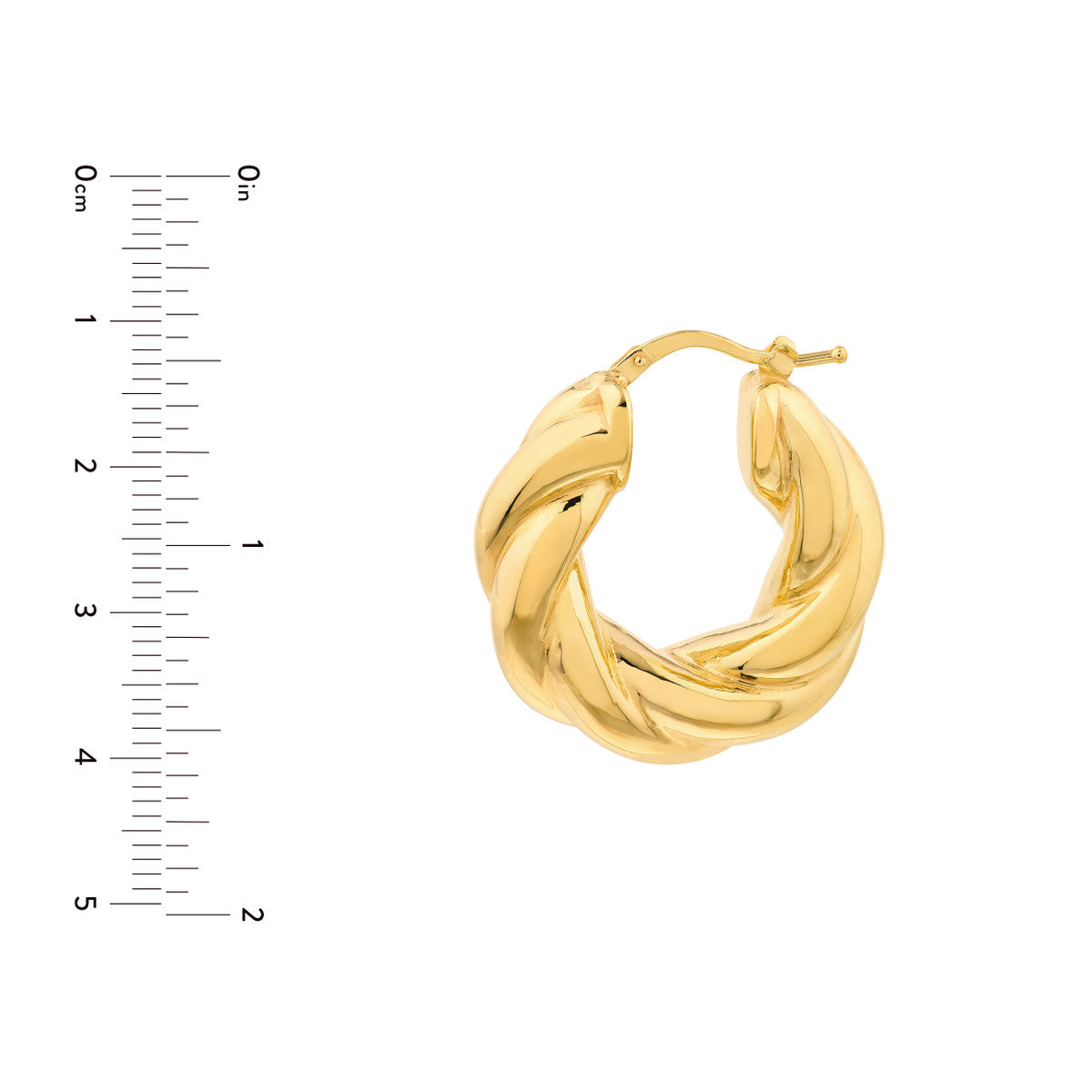 14K Gold Wide Twisted Puff Hoop Earrings
