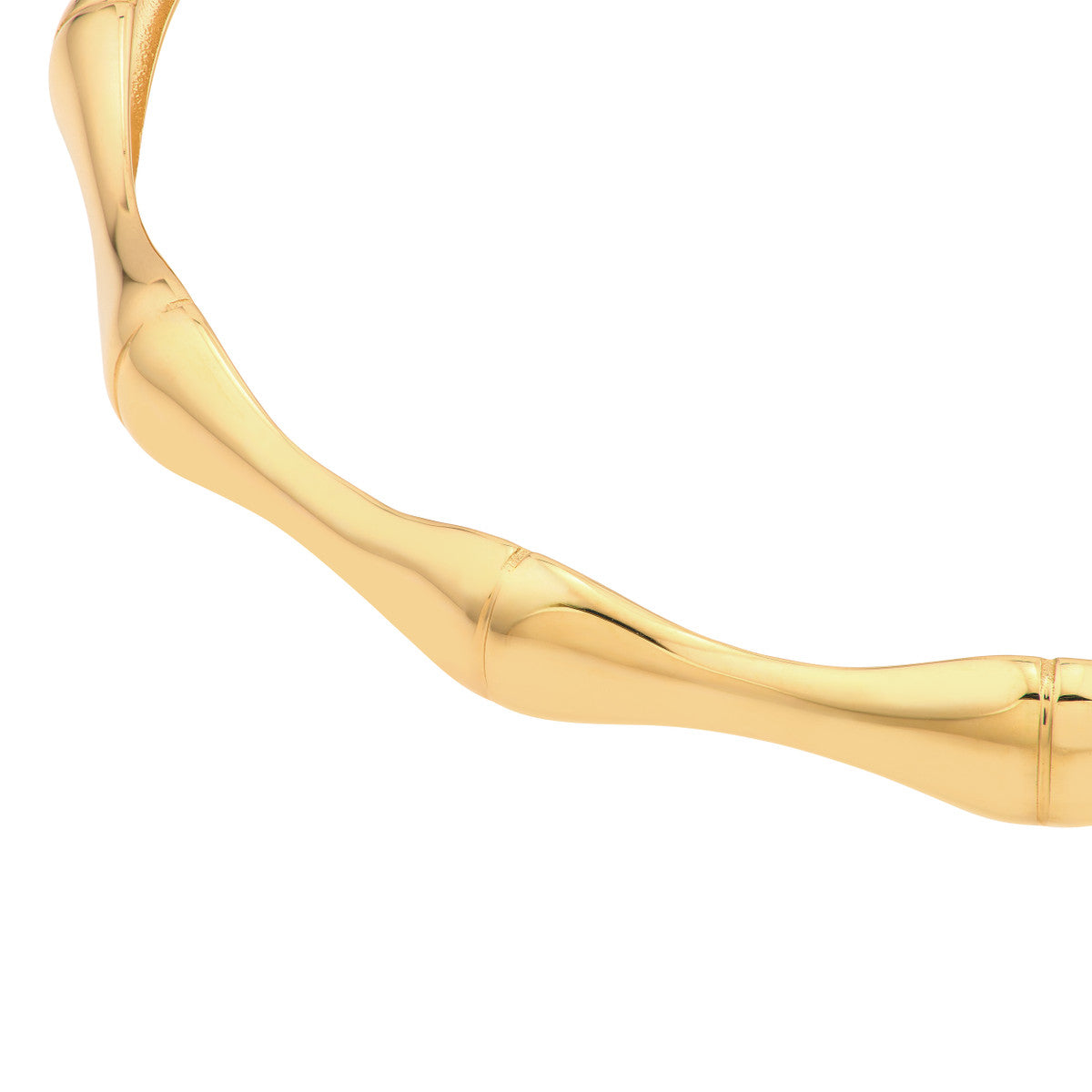 14K Gold Bracelet Polished Bamboo Style Bangle Bracelet