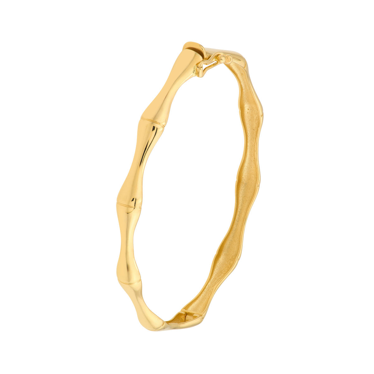 14K Gold Bracelet Polished Bamboo Style Bangle Bracelet