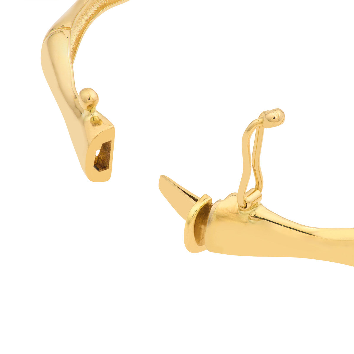 14K Gold Bracelet Polished Bamboo Style Bangle Bracelet