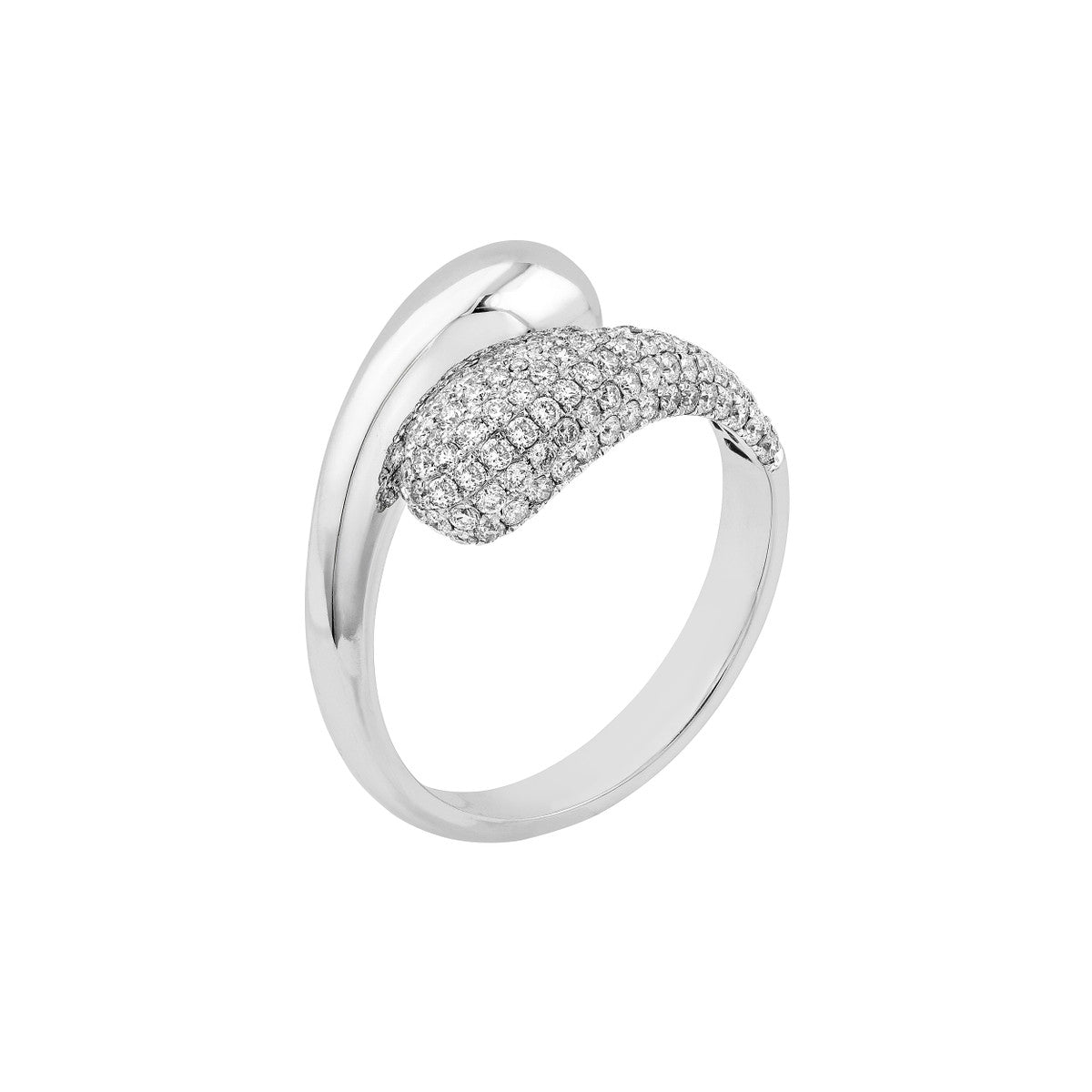 14K Gold Diamond Teardrop Diamond Bypass Ring (White Gold)