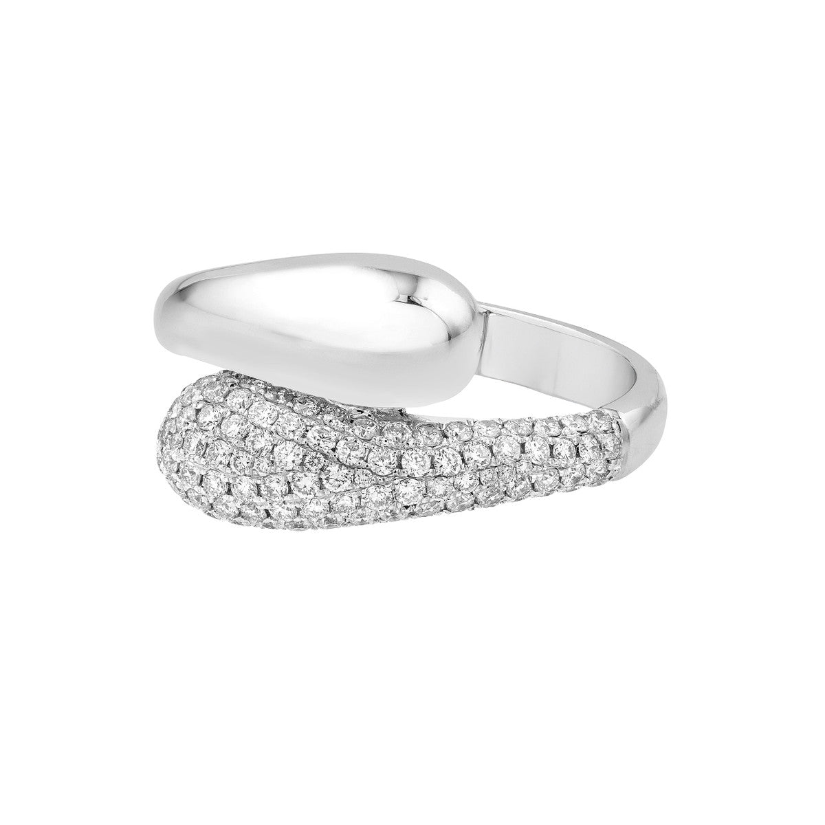 14K Gold Diamond Teardrop Diamond Bypass Ring (White Gold)